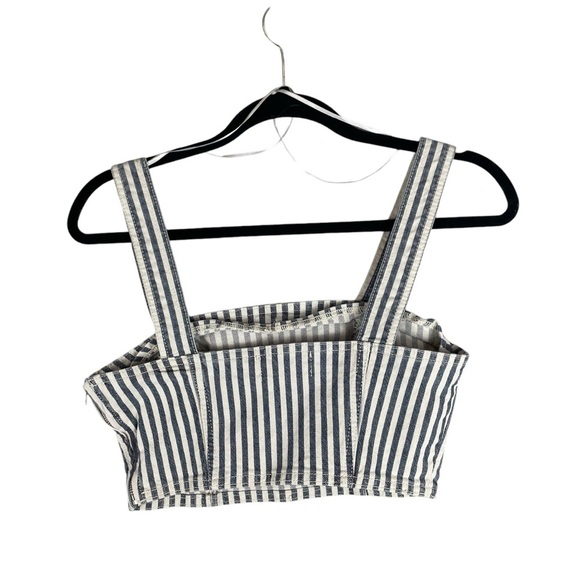 Zara Denim Striped Crop Tank Top Blouse size Small - Picture 5 of 6